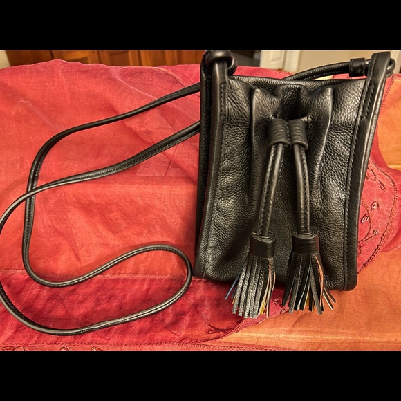 Fossil small leather bag w/multi-color fringed tassels - Picture 3 of 5